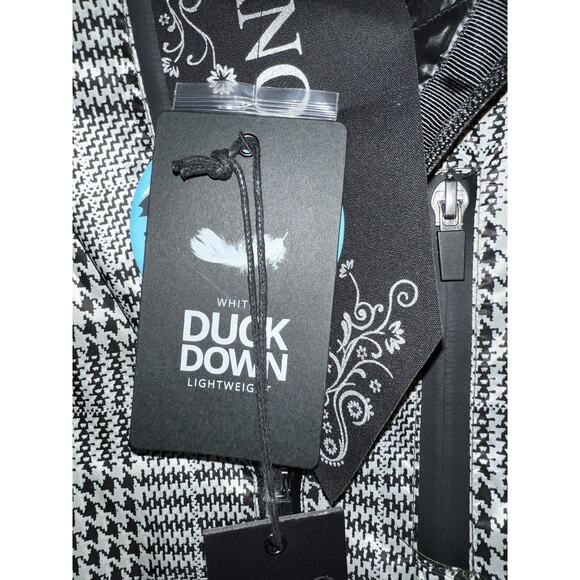 Anorak Womens Duck Down Feather Light Weight Long Puffer Houndstooth Size Medium - Picture 6 of 15